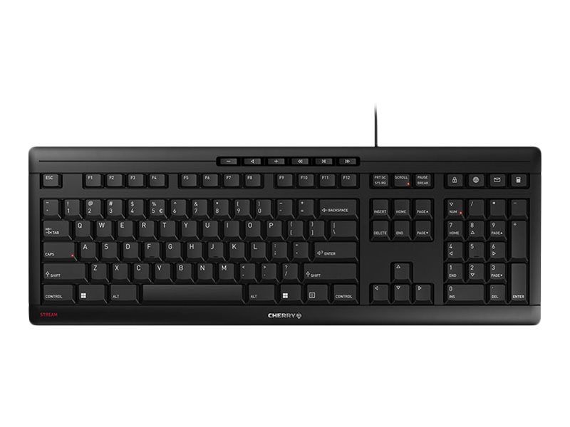 Cherry Stream Keyboard - USB QWERTY English Keyboard with Cherry SX Switch - Black