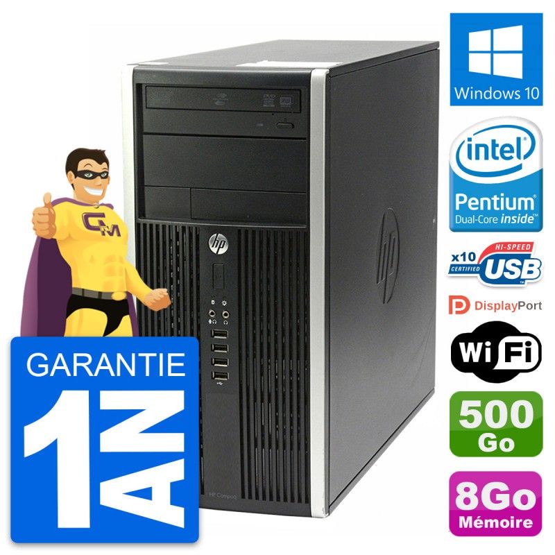 HP Compaq Pro 6200 CMT Mini PC - Intel G630, 8GB RAM, 500GB HDD, Windows 10, WiFi