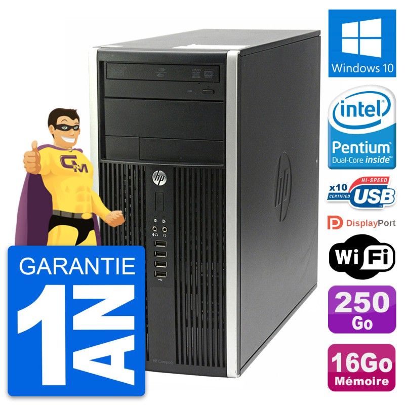 HP Compaq Pro 6200 CMT Mini PC - Intel G630, 16GB RAM, 250GB HDD, Windows 10, WiFi