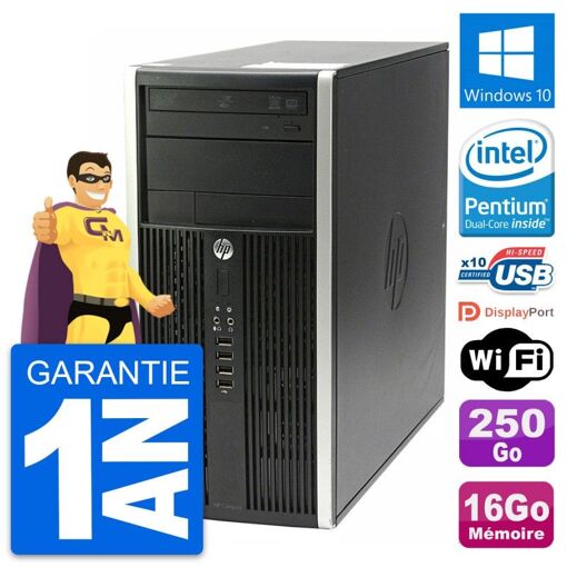HP Compaq Pro 6200 CMT Mini PC - Intel G630, 16GB RAM, 250GB HDD, Windows 10, WiFi