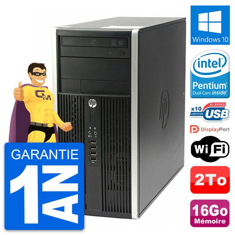 HP Compaq Pro 6200 CMT Mini PC - Intel Core i3-2100, 16GB RAM, 2TB HDD, Windows 10