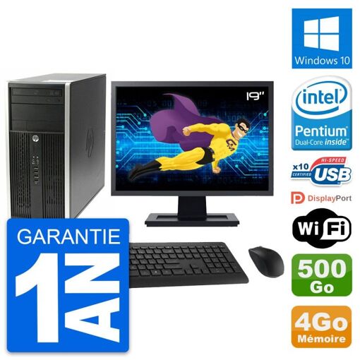 HP Compaq Pro 6200 CMT Desktop PC - 19" Screen, Intel Pentium G630, 4GB RAM, 500GB HDD, Windows 10, WiFi