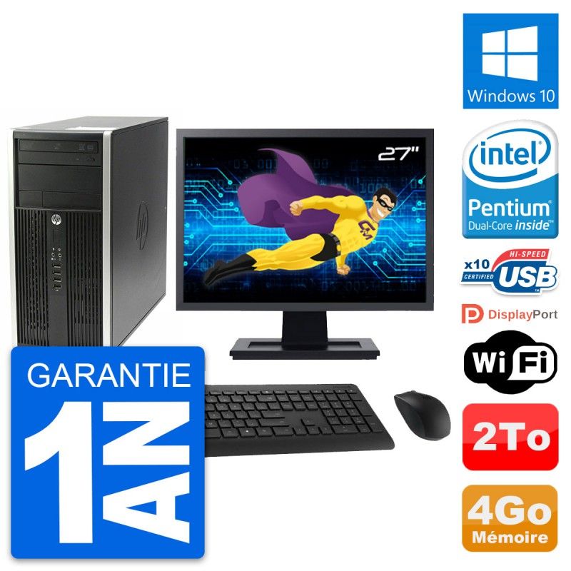 HP Compaq Pro 6200 Micro Tour PC - 27" Display, Intel G630, 4GB RAM, 2TB HDD, Windows 10, WiFi