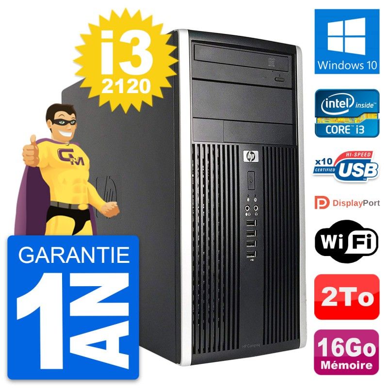 HP Compaq Pro 6200 CMT Intel i3-2120 16GB 2TB Windows 10 WiFi Desktop PC