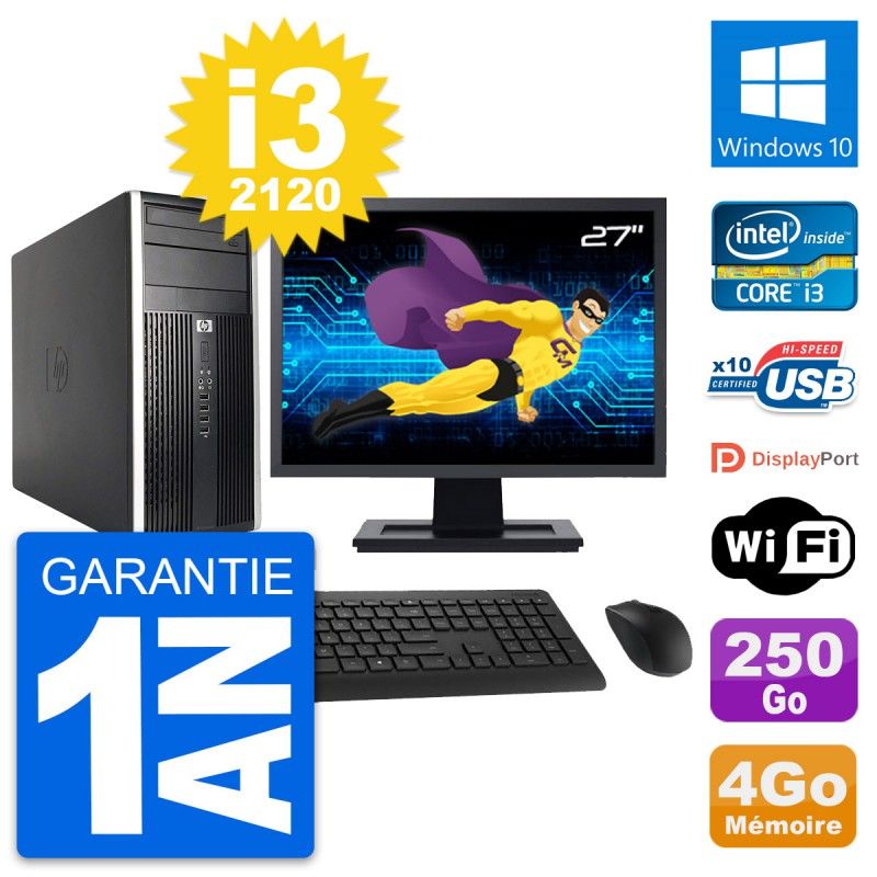 HP Compaq Pro 6200 CMT 27-inch i3-2120 4GB RAM 250GB HDD Windows 10 WiFi All-in-One PC