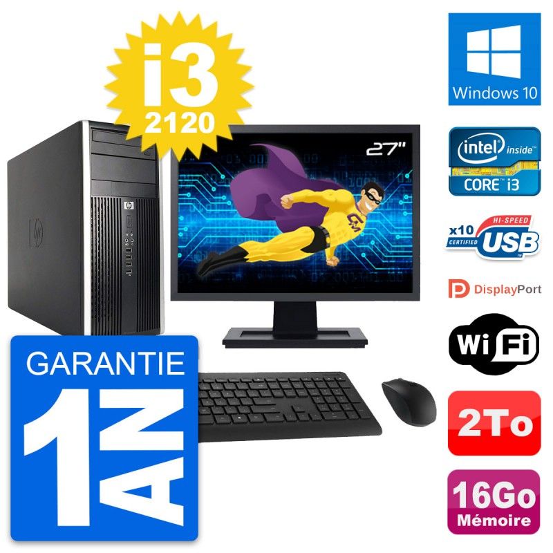 HP Compaq Pro 6200 CMT PC Tour - 27" Screen, i3-2120, 16GB RAM, 2TB HDD, Windows 10, WiFi