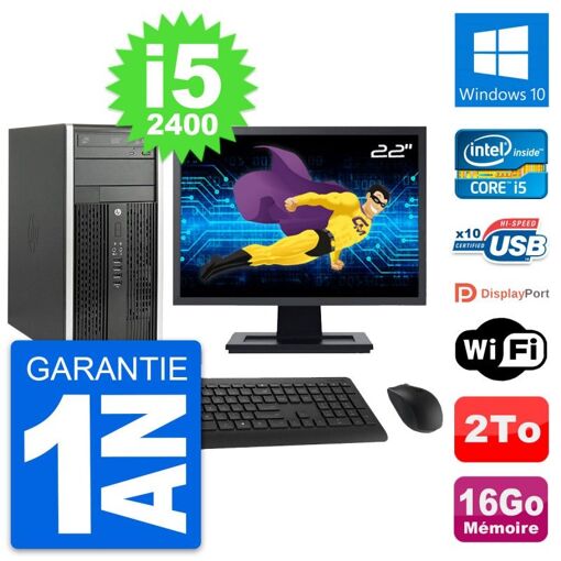 HP Compaq Pro 6200 CMT 22-inch i5-2400 16GB RAM 2TB Windows 10 PC