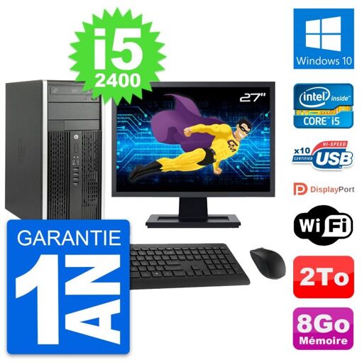 HP Compaq Pro 6200 CMT PC Tour - 27" Screen, i5-2400, 8GB RAM, 2TB HDD, Windows 10, WiFi