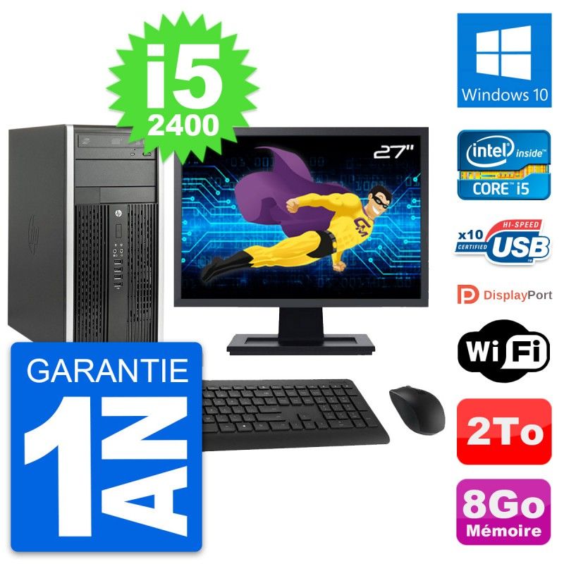 HP Compaq Pro 6200 CMT PC Tour - 27" Screen, i5-2400, 8GB RAM, 2TB HDD, Windows 10, WiFi