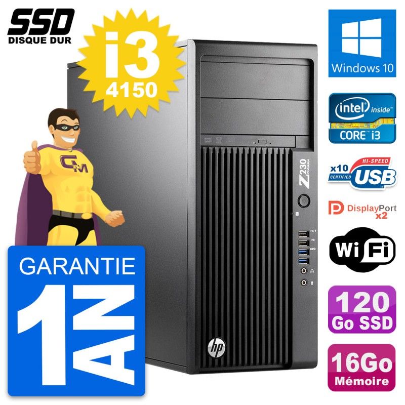 HP WorkStation Z230 Intel i3-4150 16GB RAM 120GB SSD Windows 10 WiFi