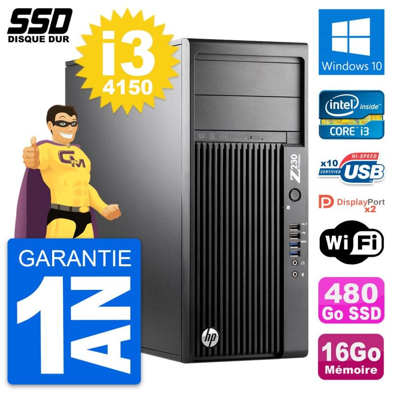 HP WorkStation Z230 Intel i3-4150 16GB RAM 480GB SSD Windows 10 Wifi