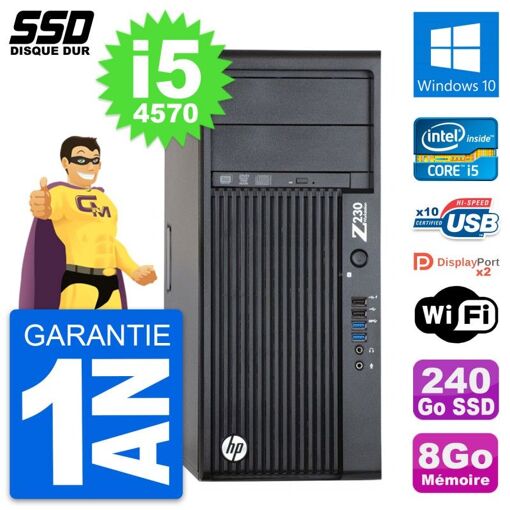 HP WorkStation Z230 Intel Core i5-4570 8GB RAM 240GB SSD Windows 10 WiFi