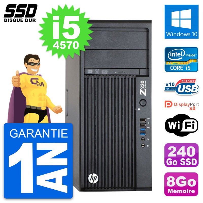 HP WorkStation Z230 Intel Core i5-4570 8GB RAM 240GB SSD Windows 10 WiFi