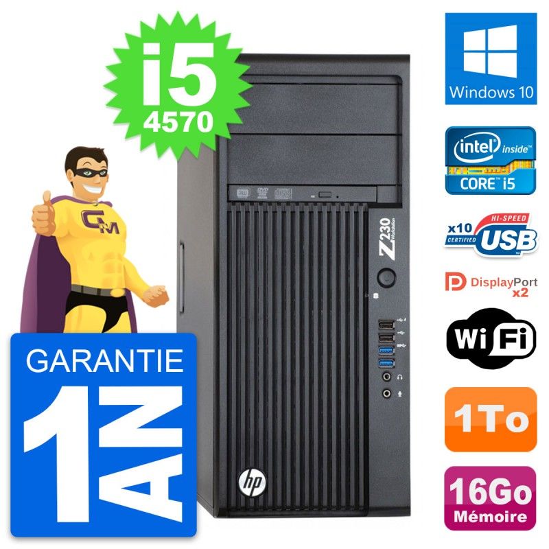 HP Z230 Workstation PC - Intel Core i5-4570, 16GB RAM, 1TB HDD, Windows 10, WiFi