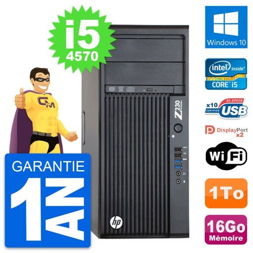 PC de trabajo HP Z230 - Procesador Intel Core i5-4570, 16 GB de RAM, 1 TB HDD, Windows 10, WiFi