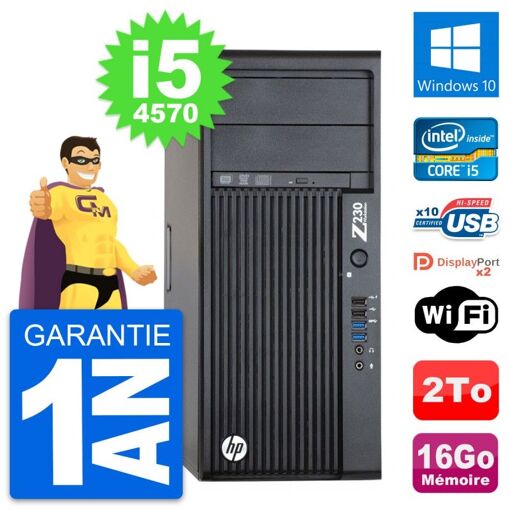 Estación de trabajo HP Z230 - Procesador Intel Core i5, 16GB de RAM, 2TB HDD, Windows 10, WiFi