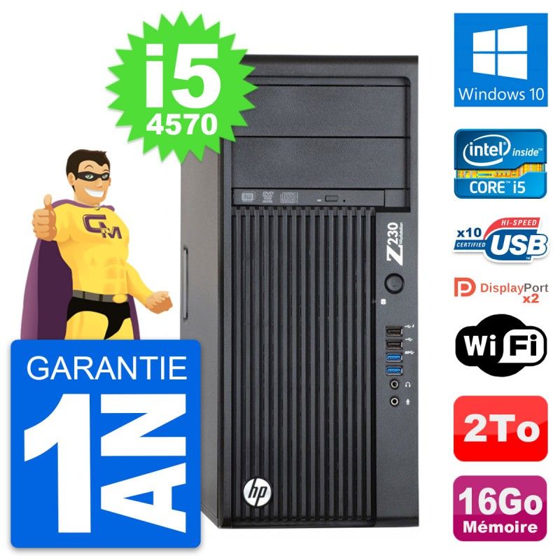 HP Z230 Workstation - Intel Core i5, 16GB RAM, 2TB HDD, Windows 10, WiFi