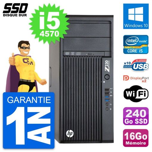HP WorkStation Z230 Intel i5-4570 16GB RAM 240GB SSD Windows 10 Wi-Fi