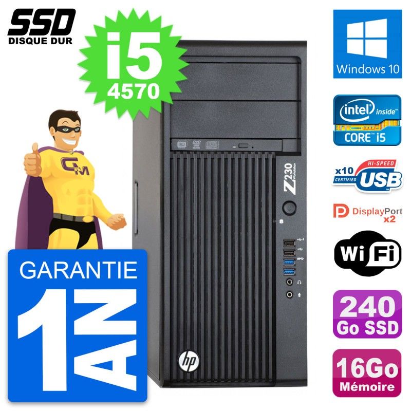HP WorkStation Z230 Intel i5-4570 16GB RAM 240GB SSD Windows 10 Wi-Fi