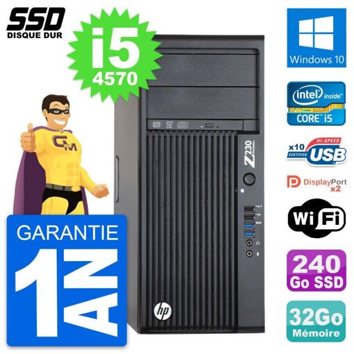 HP WorkStation Z230 Core i5-4570 32GB RAM 240GB SSD Windows 10 WiFi