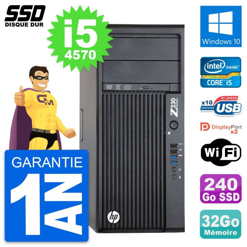 HP WorkStation Z230 Core i5-4570 32GB RAM 240GB SSD Windows 10 WiFi