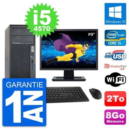 Computadora de trabajo HP Z230 - Pantalla de 19'', Intel Core i5-4570, 8 GB de RAM, Disco duro de 2 TB, Windows 10