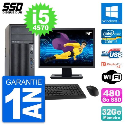 PC de trabajo HP Z230 - Pantalla de 19', Intel Core i5-4570, 32 GB de RAM, 480 GB SSD, Windows 10, WiFi