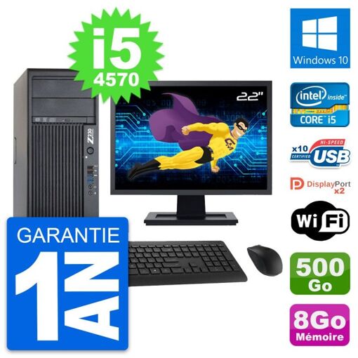 Estación de trabajo HP Z230 - Pantalla de 22'', Intel i5-4570, 8 GB RAM, 500 GB HDD, Windows 10, WiFi