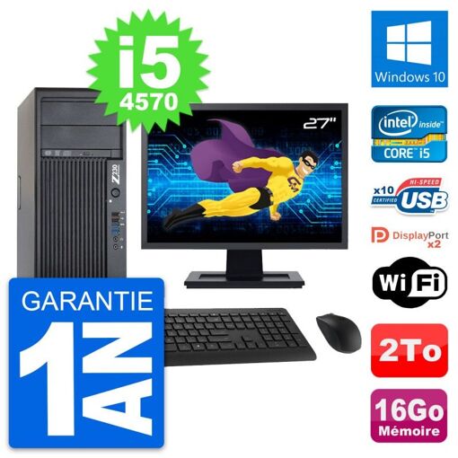 Computadora de trabajo HP Z230 - Pantalla de 27'', Intel Core i5, 16 GB de RAM, 2 TB HDD, Windows 10