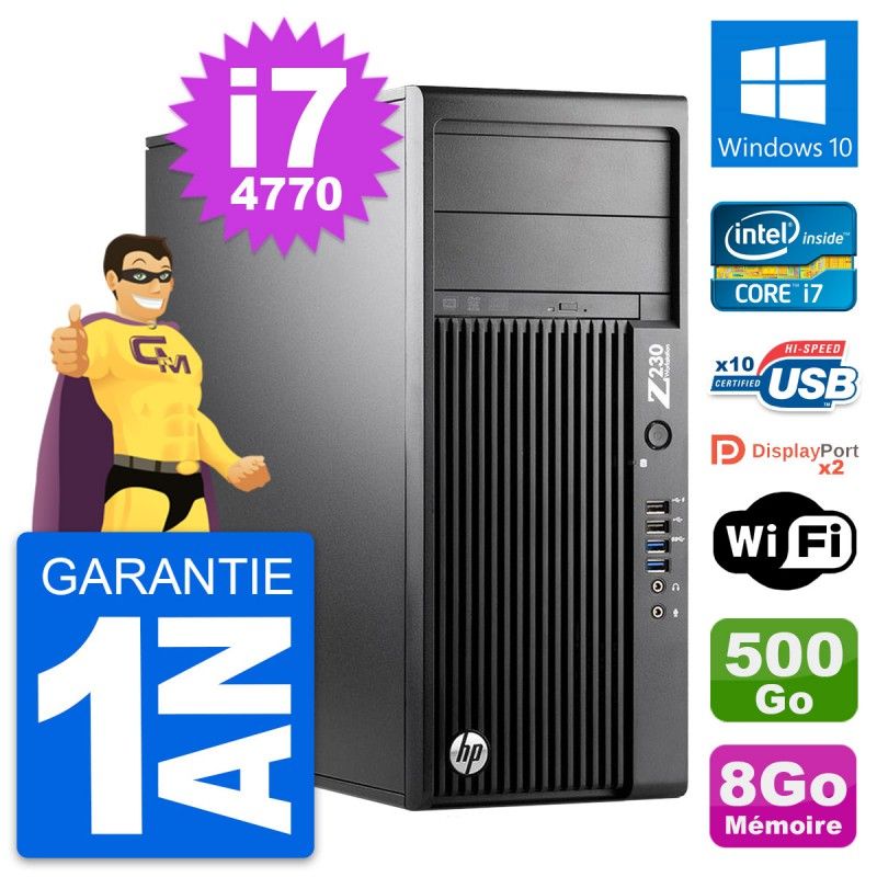 HP WorkStation Z230 Intel i7-4770 8GB RAM 500GB HDD Windows 10 Wi-Fi