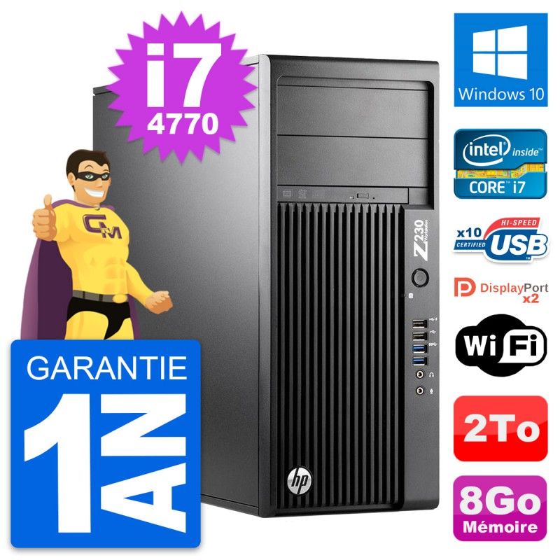 HP WorkStation Z230 Intel i7-4770 8GB RAM 2TB HDD Windows 10 WiFi