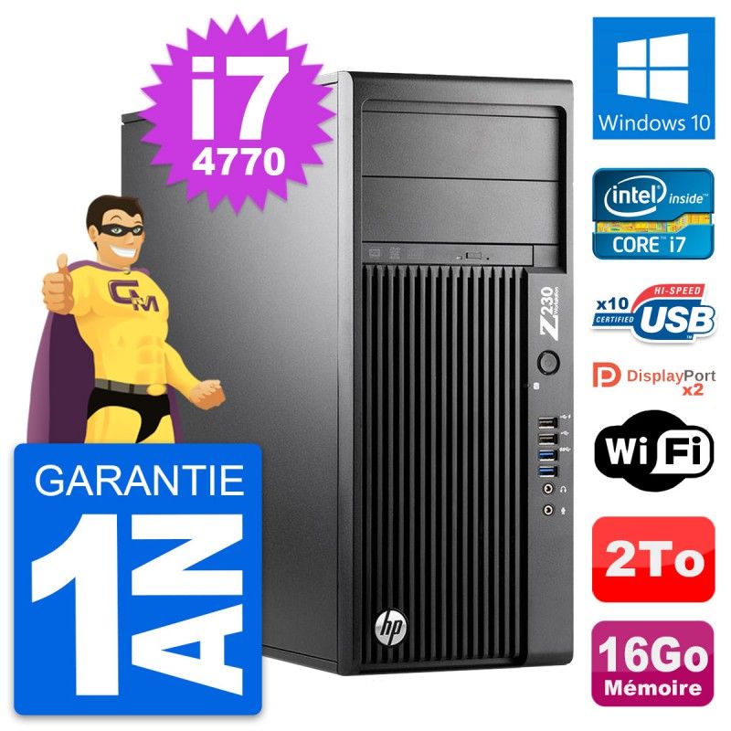 HP Z230 Workstation - Intel Core i7-4770, 16GB RAM, 2TB HDD, Windows 10, WiFi