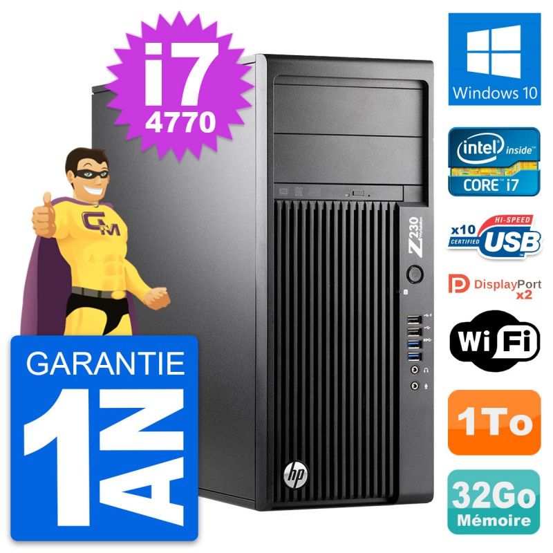 HP Z230 Workstation - Intel Core i7-4770, 32GB RAM, 1TB HDD, Windows 10, WiFi