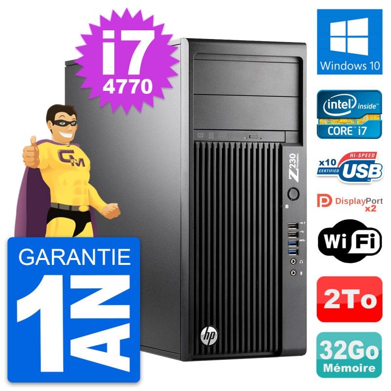 HP Z230 Workstation - Intel Core i7-4770, 32GB RAM, 2TB HDD, Windows 10, WiFi