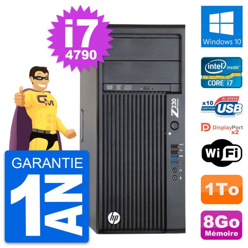 HP WorkStation Z230 Intel i7-4790 8GB RAM 1TB Windows 10 WiFi