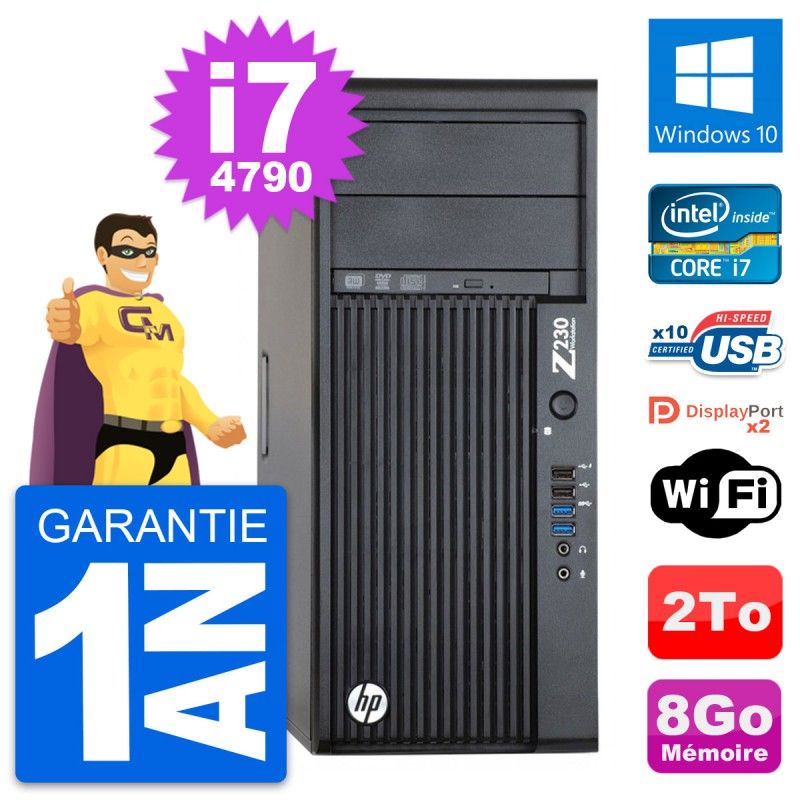 HP WorkStation Z230 Intel i7-4790 8GB RAM 2TB Windows 10 Wi-Fi