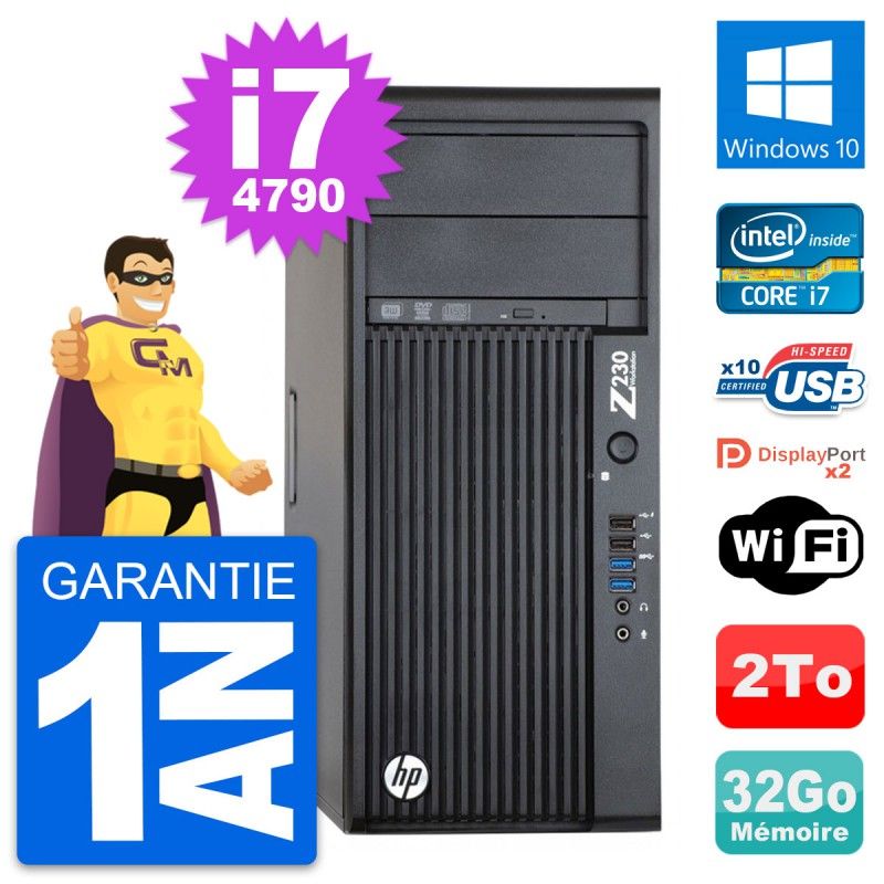 HP Z230 Workstation - Intel Core i7-4790, 32GB RAM, 2TB HDD, Windows 10, WiFi