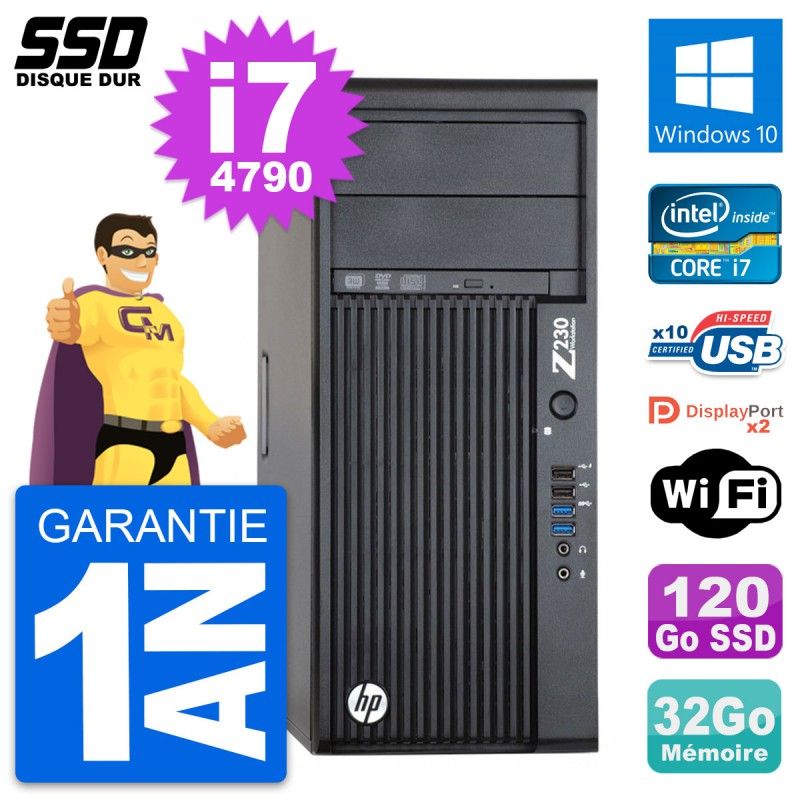 HP WorkStation Z230 Core i7-4790 32GB RAM 120GB SSD Windows 10 WiFi
