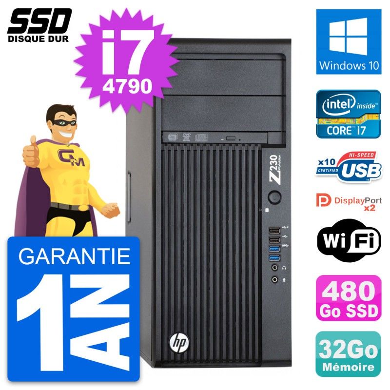 HP WorkStation Z230 Core i7-4790 32GB RAM 480GB SSD Windows 10 Wifi