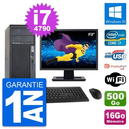 Computadora de trabajo HP Z230 - Pantalla de 19', Procesador Intel i7-4790, 16GB de RAM, Disco duro de 500GB, Windows 10, WiFi