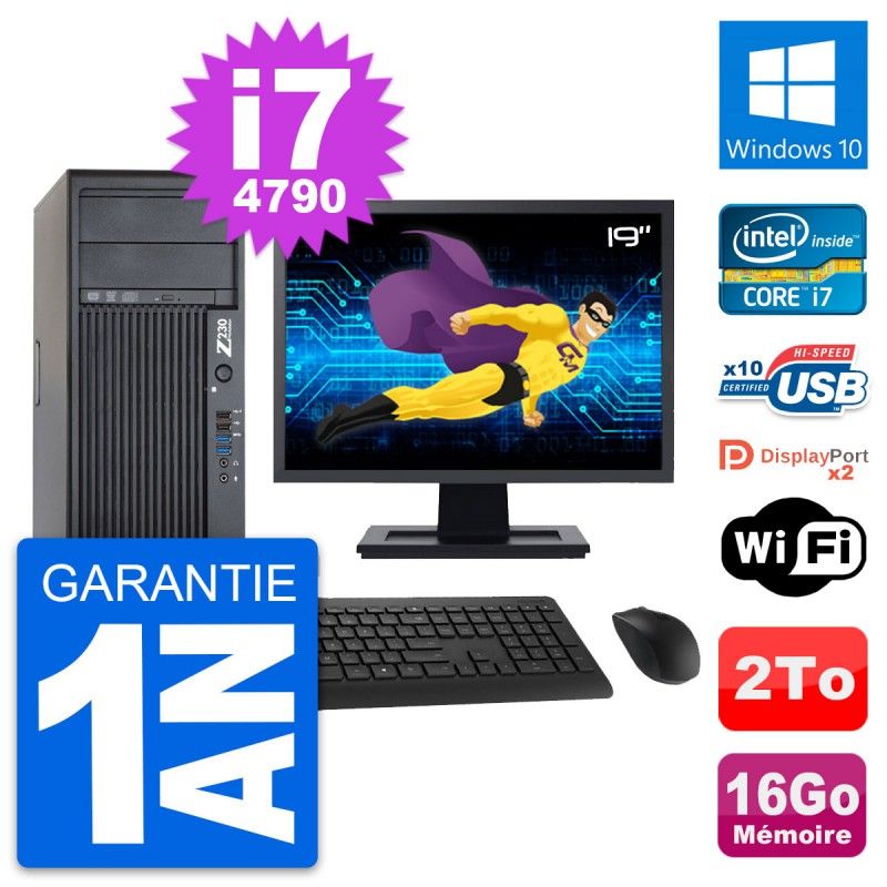 HP Z230 Workstation Computer - 19" Screen, Intel Core i7-4790, 16GB RAM, 2TB Hard Drive, Windows 10