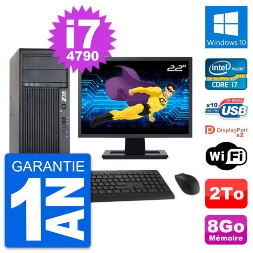 Computadora de trabajo HP Z230 - Pantalla de 22', Intel Core i7-4790, 8 GB de RAM, 2 TB HDD, Windows 10, WiFi