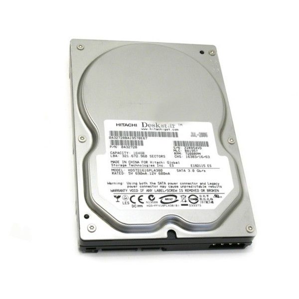 Disque dur Hitachi 3,5'' HDS721616PLA380 - 160 Go, SATA II, 7200 tr/min, 8 Mo de cache