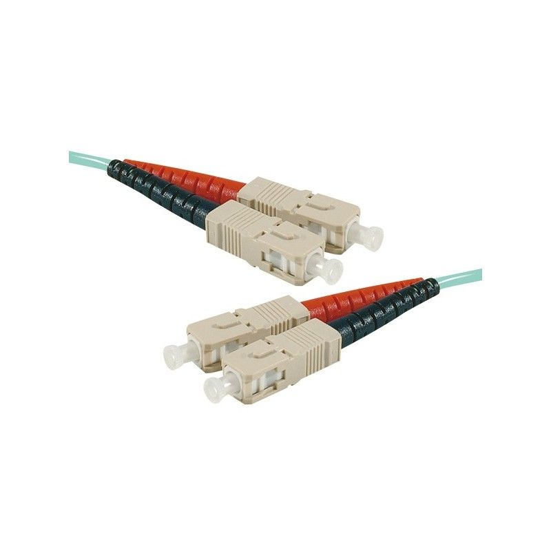 Exertis Connect SC/UPC Multimode Fiber Optic Cable, 3m, 2mm, Duplex, OM3, 50/125 Microns, Halogen-Free, Turquoise