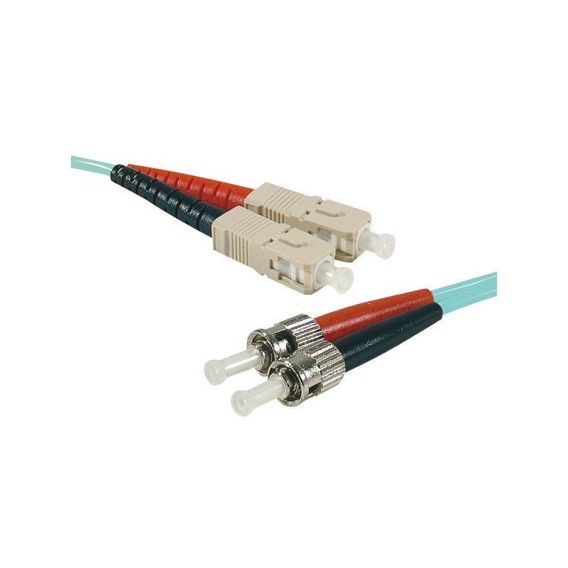 Exertis Connect Fiber Optic Cable, 2m, OM3 Duplex, 50/125 Microns, ST/UPC to SC/UPC Multimode