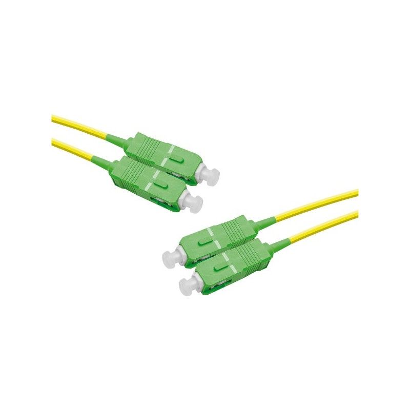 Exertis Connect SC/APC (M) to SC/APC (M) Cable - 2m - Duplex Optical Fiber - 9/125µm OS2 - Halogen-Free - Yellow