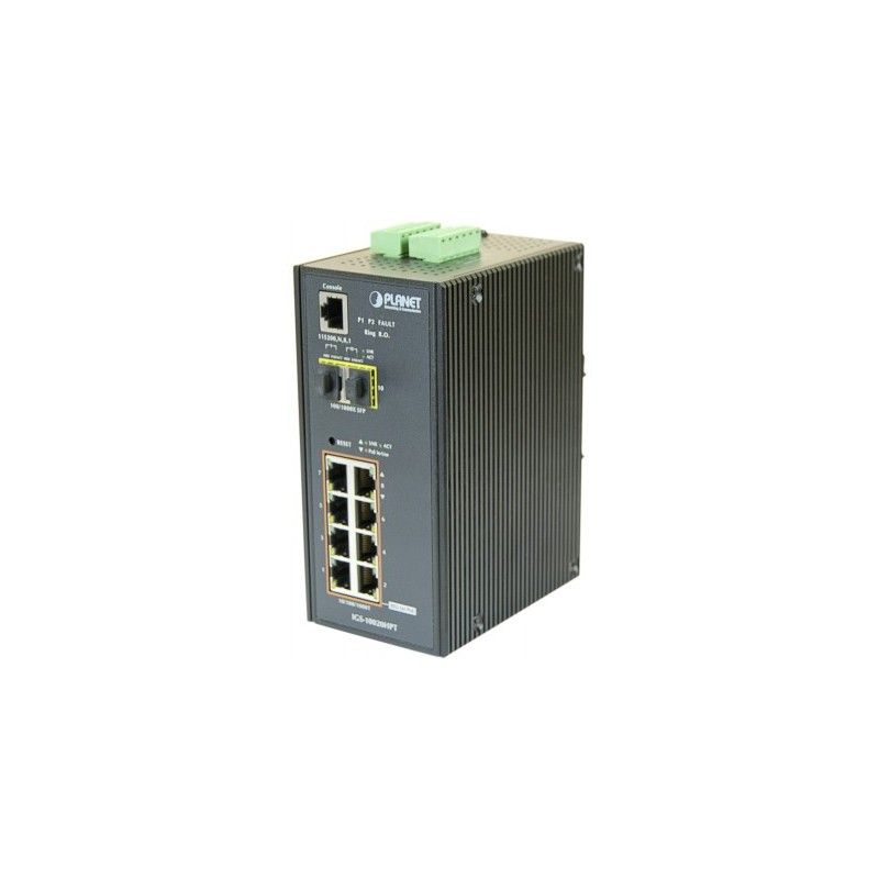 PLANET Managed Switch IGS-10020HPT - 8 x 10/100/1000 PoE+ + 2 Gigabit SFP