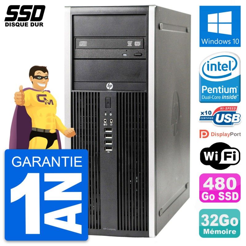 Ordinateur de bureau HP Compaq Elite 8300 - Processeur Intel Pentium Dual-Core G630, 32 Go de RAM, 480 Go SSD, Windows 10