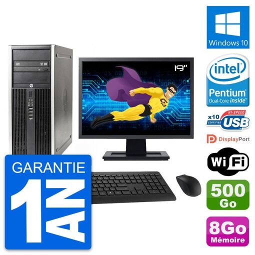HP Elite 8300 Desktop PC - 19" Screen, Intel G630, 8GB RAM, 500GB Hard Drive, Windows 10, WiFi