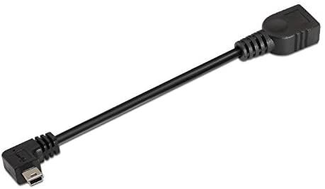 AISENS USB 2.0 OTG Angled Cable, Mini B/M/A, Black, 15cm